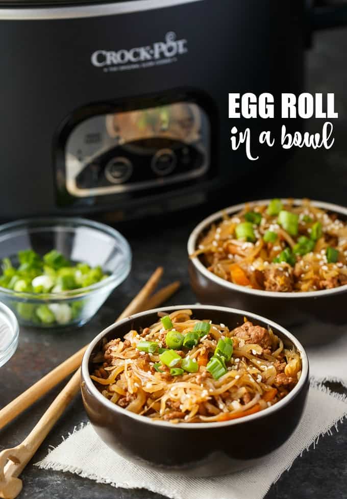 Egg Roll in a Bowl - Everything you love about egg rolls without all the fuss! Forget the wrapper and enjoy the delicious and savoury taste of the inside of an egg roll. So easy to make in your Crock-Pot.