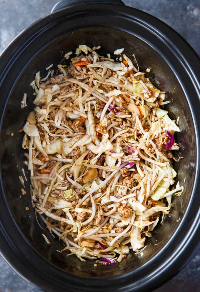 Egg Roll in a Bowl - Everything you love about egg rolls without all the fuss! Forget the wrapper and enjoy the delicious and savoury taste of the inside of an egg roll. So easy to make in your Crock-Pot.