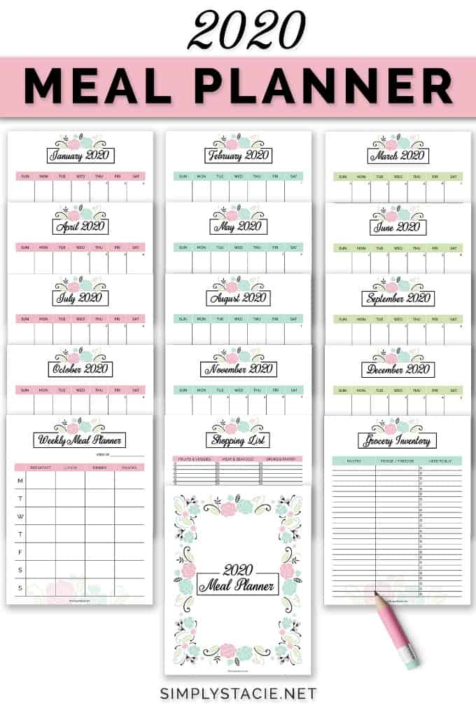 2020 Meal Planner - Meal planning saves time, money and sanity! Get your free 2020 Meal Planner printable here. It includes a weekly planner, monthly planner and more!