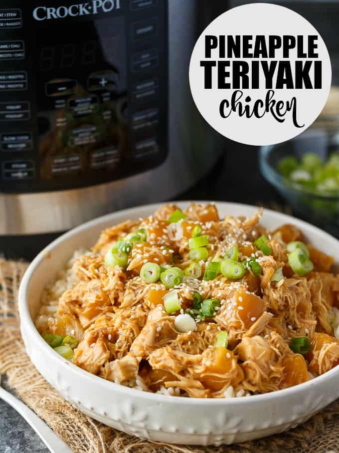 Pineapple Teriyaki Chicken - The easiest Asian-inspired pressure cooker recipe! Tender, juicy shredded chicken cooks to perfection in a sweet and savory homemade teriyaki sauce.