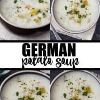 German Potato Soup - Thick, creamy and oh so good! This easy soup recipe is packed full of tender potatoes, onions, celery and savory.