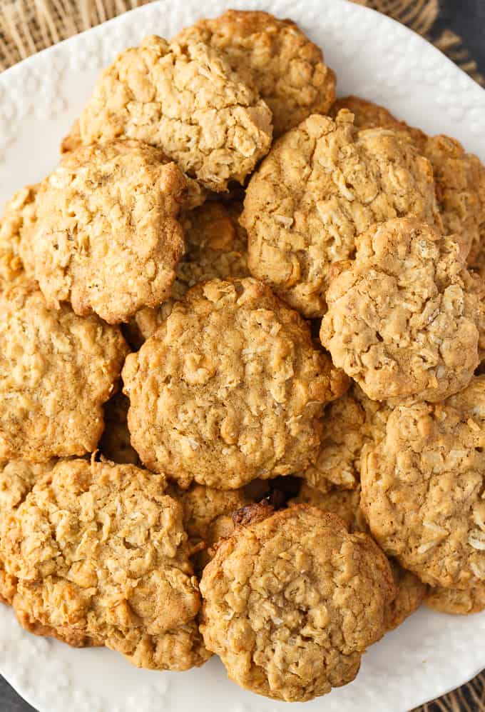 Coconut Butterscotch Cookies - Chewy and sweet cookies that can be whipped up in no time. Enjoy the delicious flavors of coconut, butterscotch and oats.