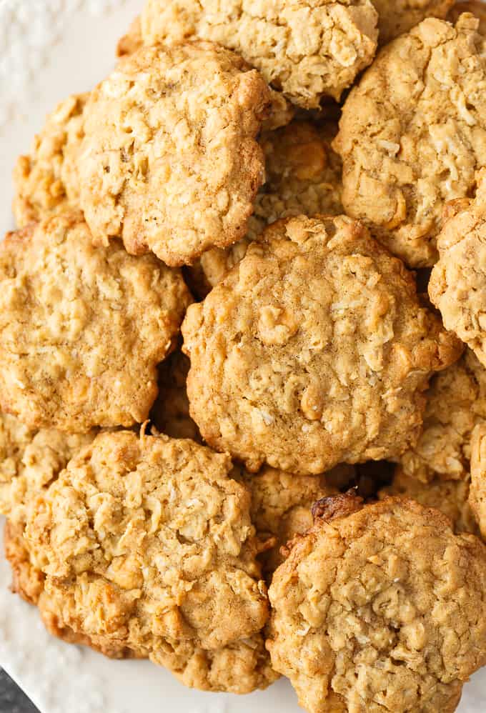 Coconut Butterscotch Cookies - Chewy and sweet cookies that can be whipped up in no time. Enjoy the delicious flavors of coconut, butterscotch and oats.