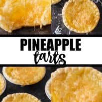 Pineapple Tarts - Melt in your mouth delicious! These easy tarts are filled with sweet pineapple filling topped with a buttery coconut topping.