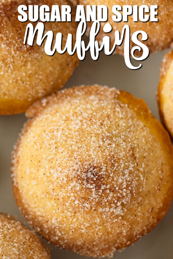 Sugar and Spice Muffins - These cake-like muffins are the perfect treat with a tea or coffee. Enjoy the yummy Snickerdoodle flavors with a cinnamon and sugar topping.