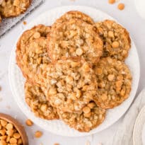 A plate of coconut butterscotch cookies.