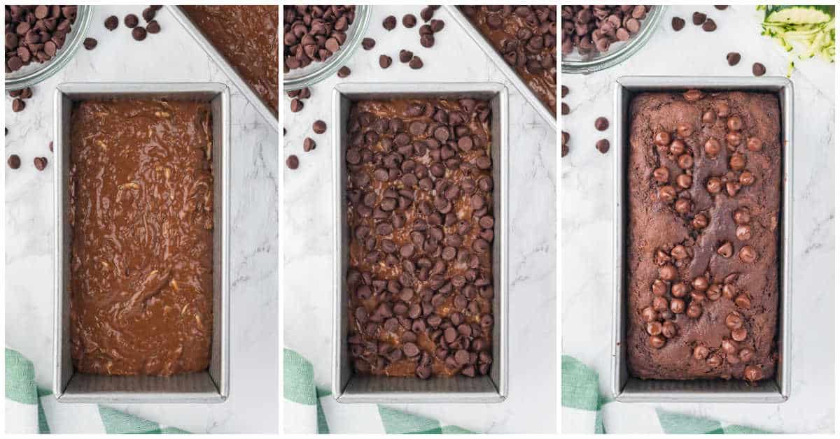 Steps to make chocolate zucchini bread.