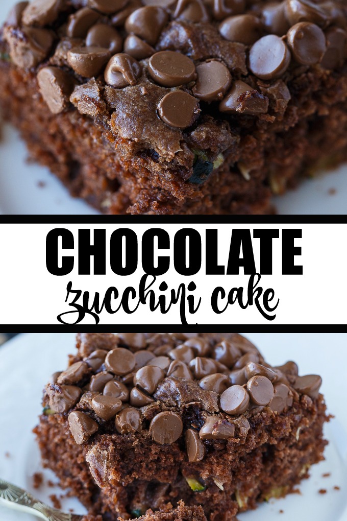 Chocolate Zucchini Cake - Rich, moist and fudgy! This easy cake recipe is the perfect dessert for any chocoholic. The perfect way to use up your garden zucchini.