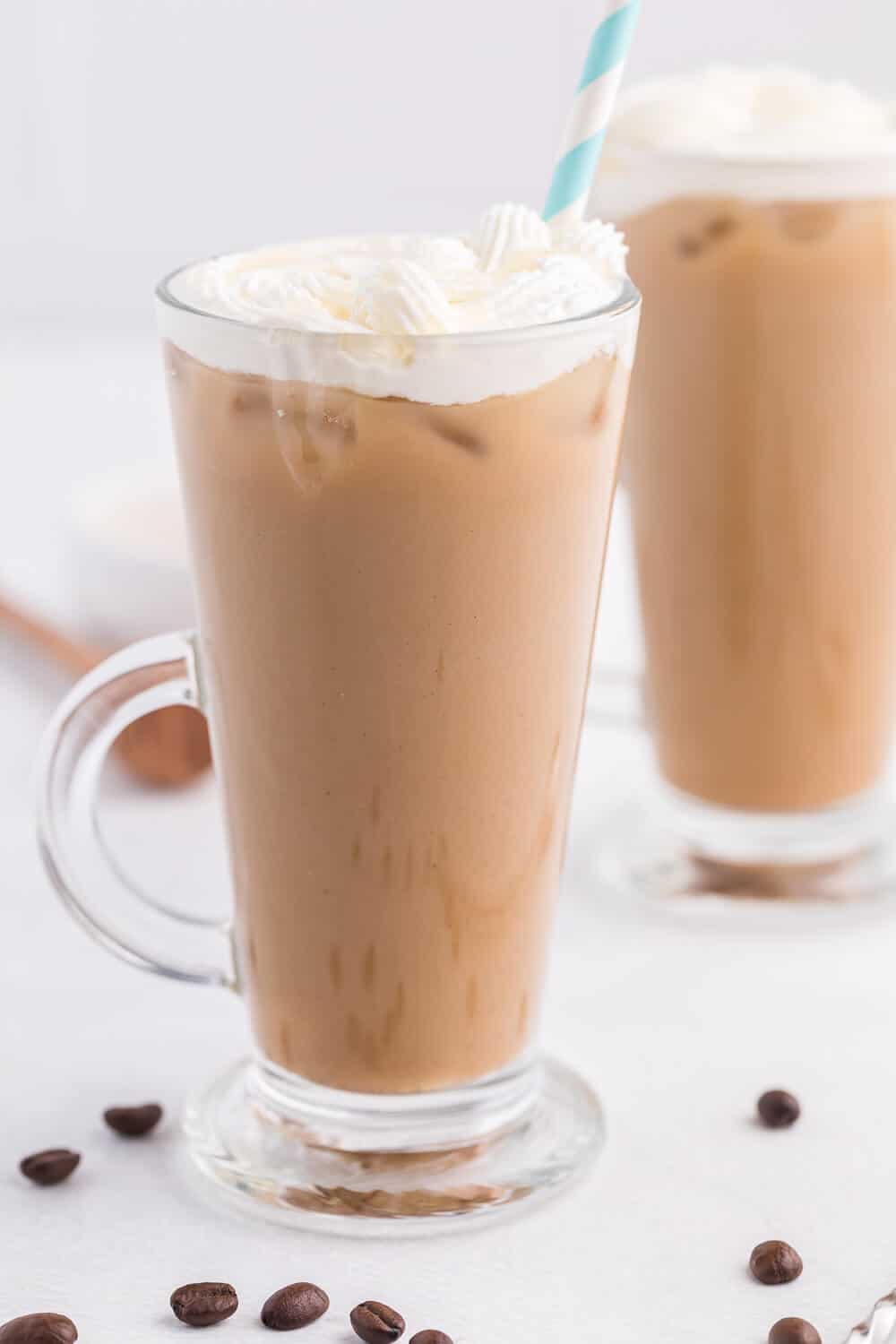 Iced Honey Almond Milk Latte - Get your coffee fix with a creamy, sweet and healthy iced latte recipe.