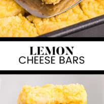 Lemon cheese bars collage image.