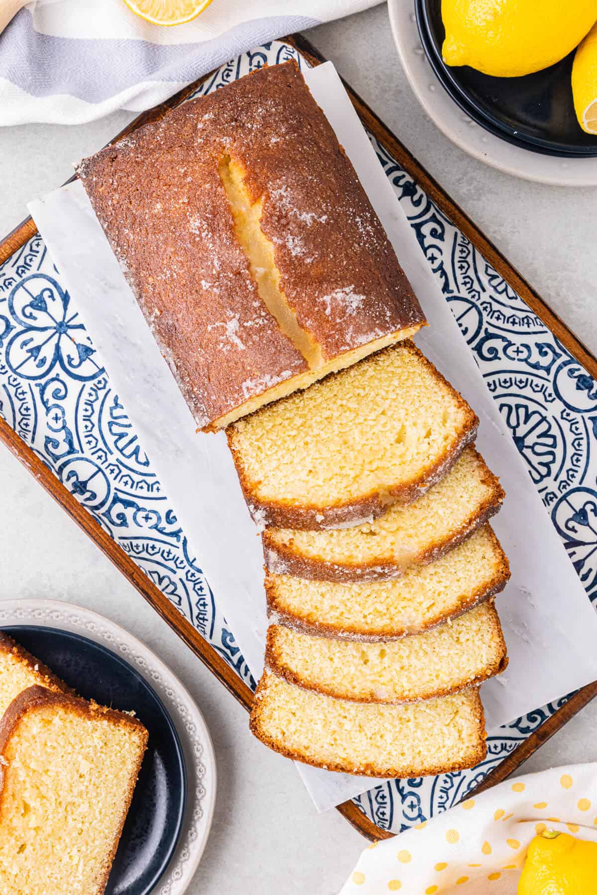 Lemon bread with slices cut off the end.