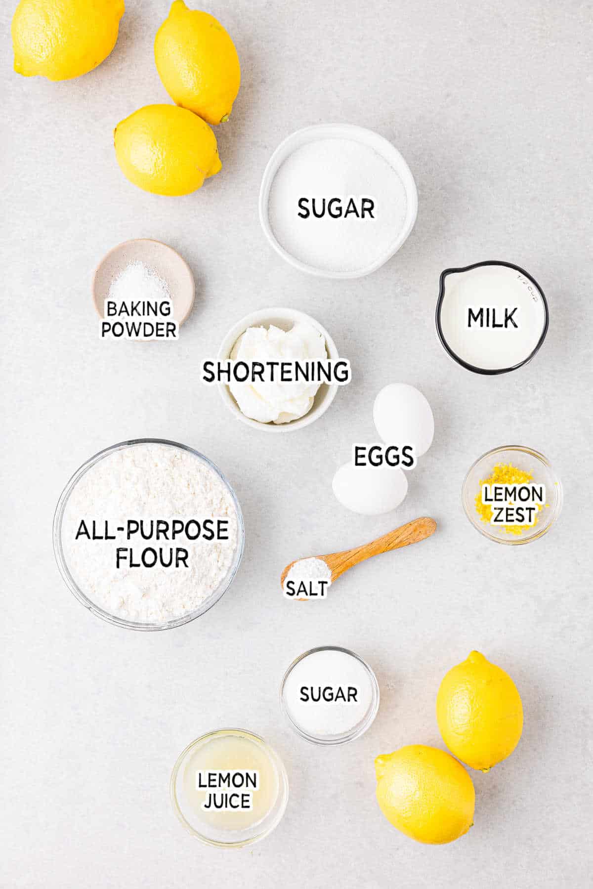 Ingredients to make lemon bread.