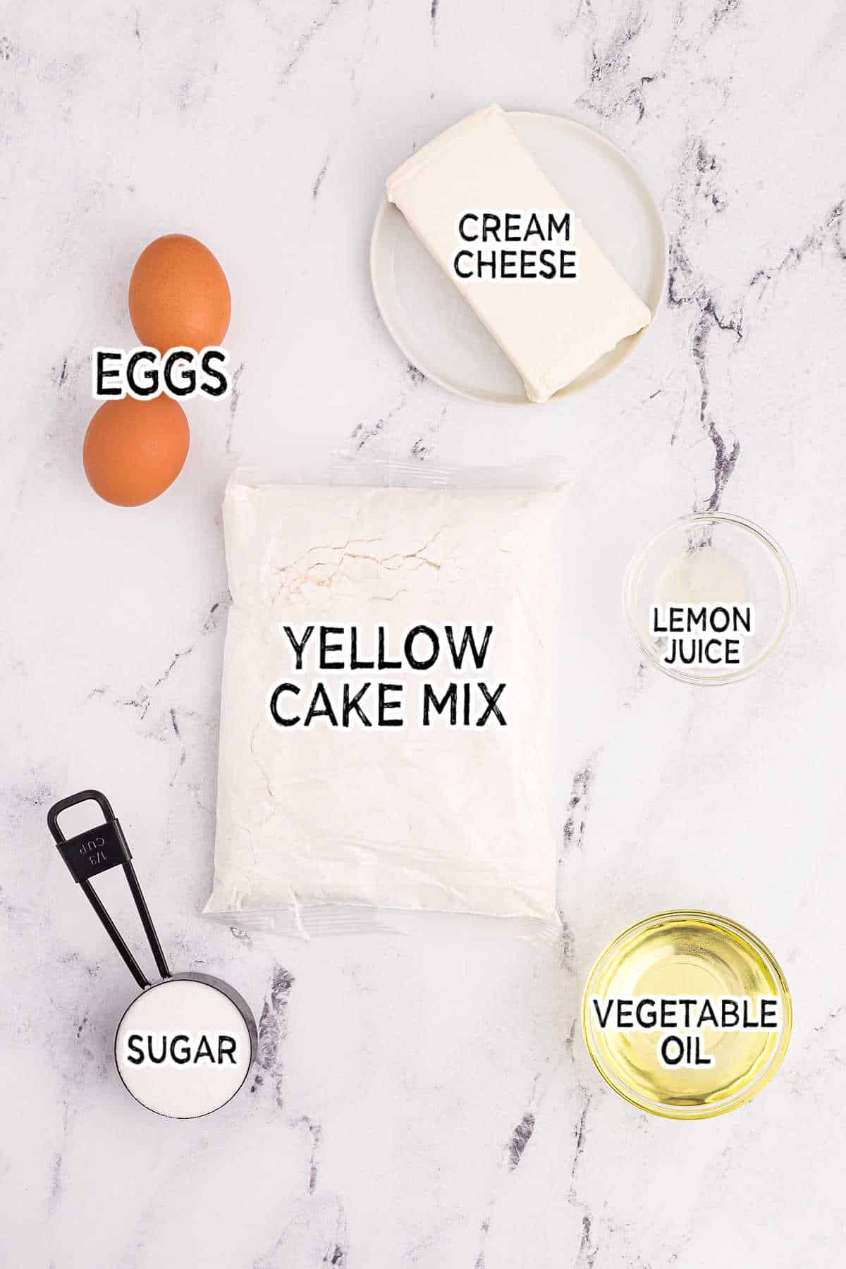 Ingredients to make lemon cheese bars.