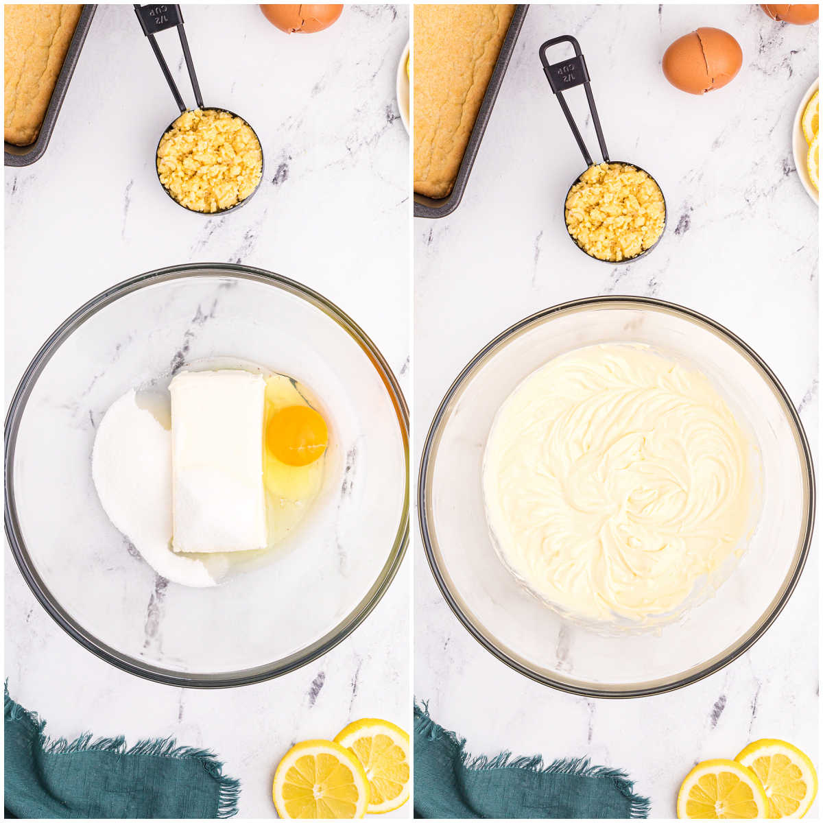 Steps to make lemon cheese bars.