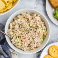 Tuna salad in a bowl.