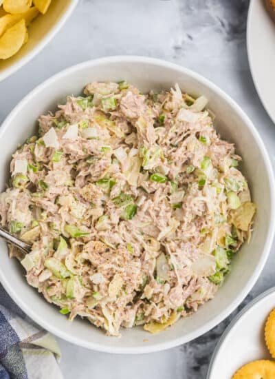 Tuna salad in a bowl.