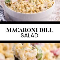 Macaroni dill salad small collage pin.