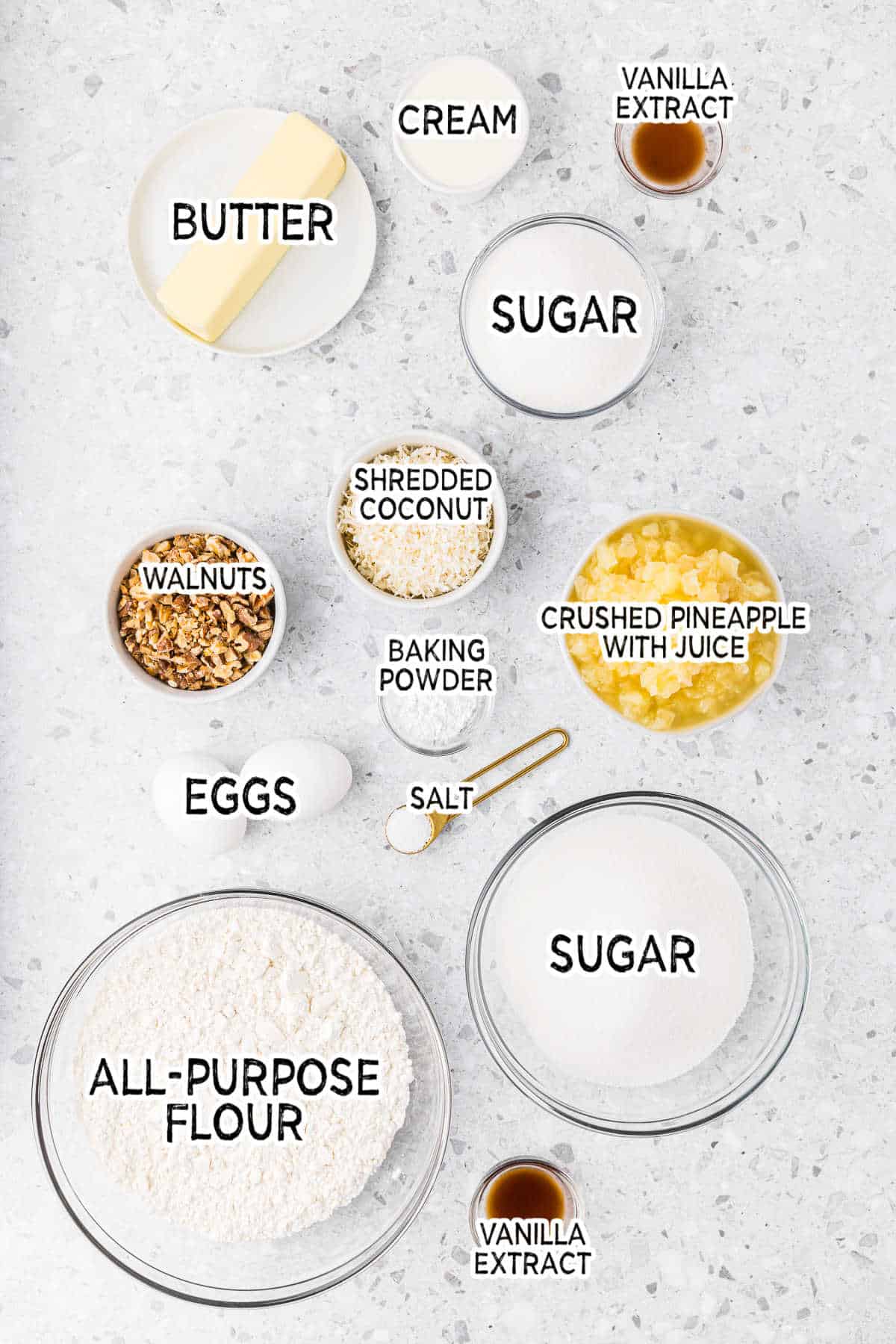 Pineapple cake ingredients.