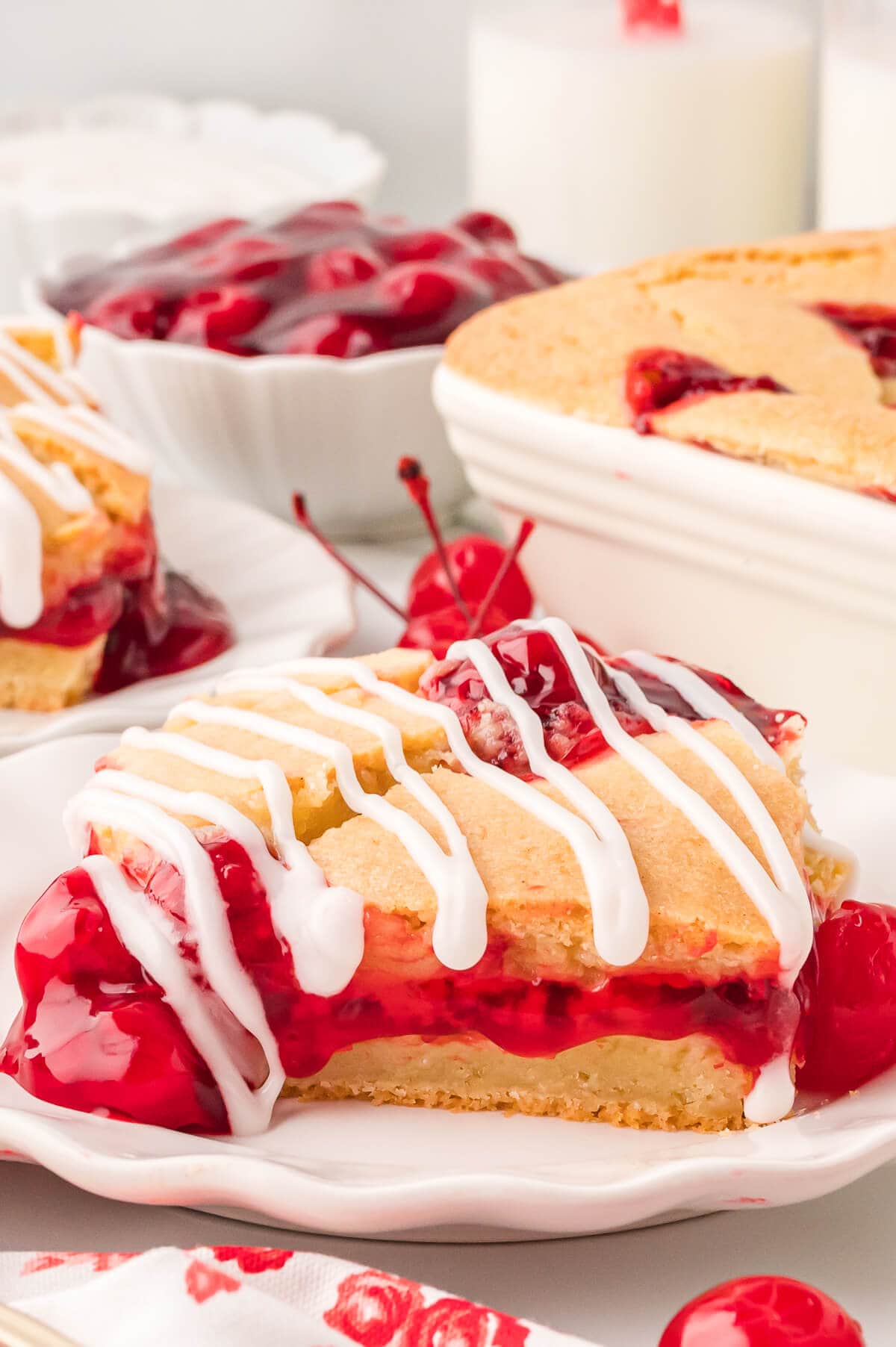 A slice of the recipe on a plate.