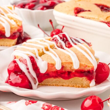 A slice of the recipe on a plate.