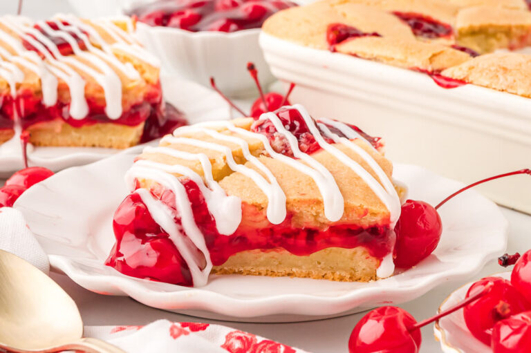 A slice of the recipe on a plate.