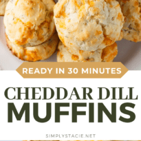 Cheddar Dill Muffins - A delicious savory muffin perfect for breakfast or a quick snack. They are dense and moist with the perfect hint of dill.