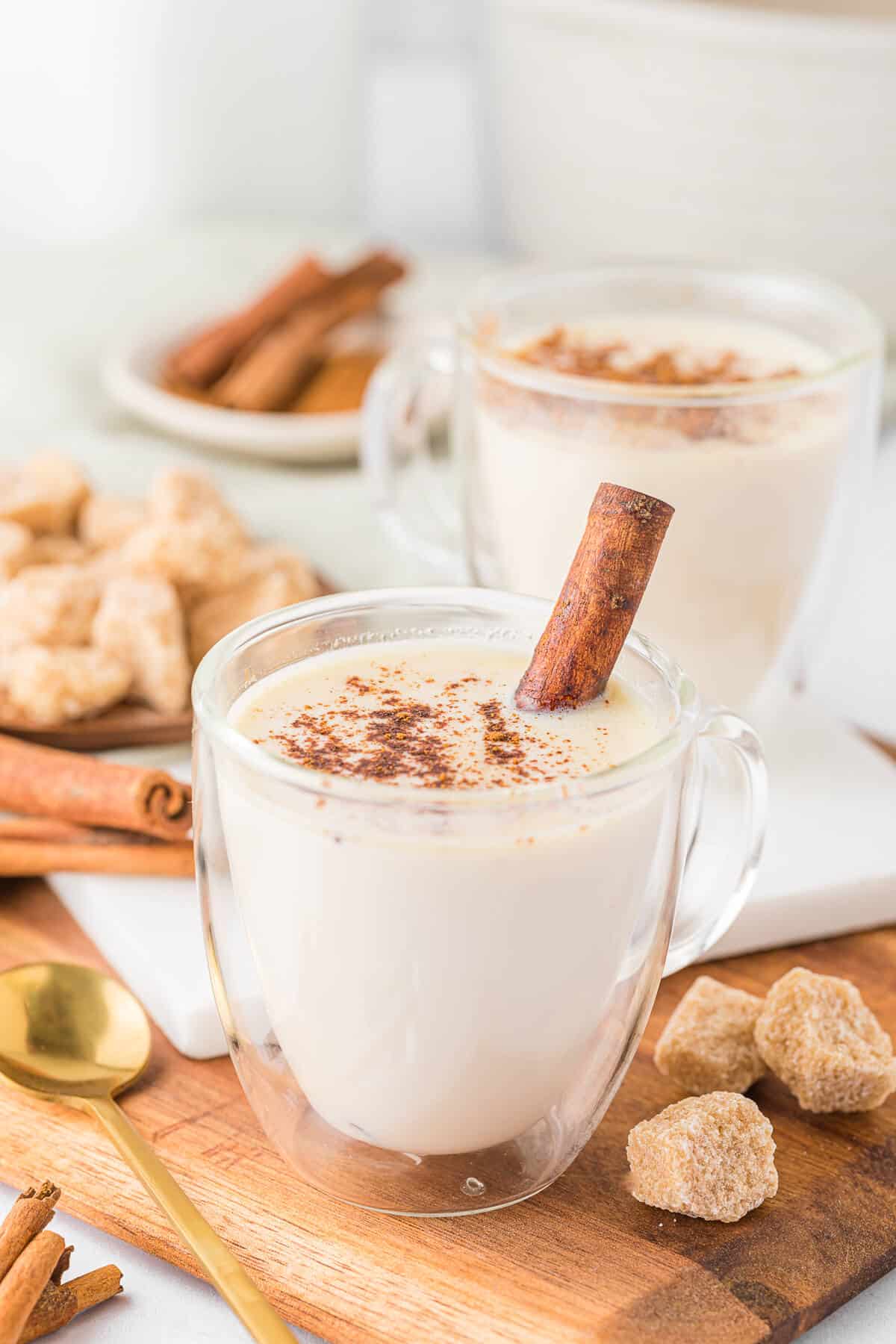 Butterscotch steamer with a cinnamon stick.