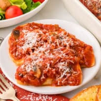 The casserole served on a plate.