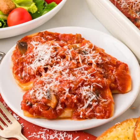 The casserole served on a plate.