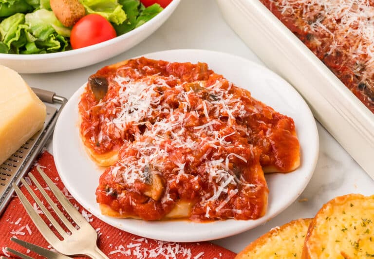 The casserole served on a plate.