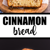 Cinnamon Bread - This homemade quick bread recipe is so simple and incredibly moist with swirls of cinnamon and brown sugar throughout. It's perfect for breakfast, dessert or a snack and even makes a nice Christmas gift.