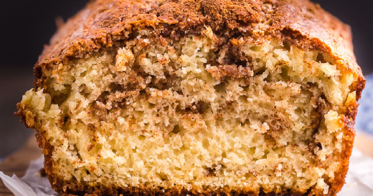 close up of cut cinnamon bread