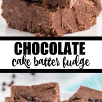 Chocolate Cake Batter Fudge - This easy fudge recipe is no bake and made with a box of cake mix. Each bite is rich and fudgy!