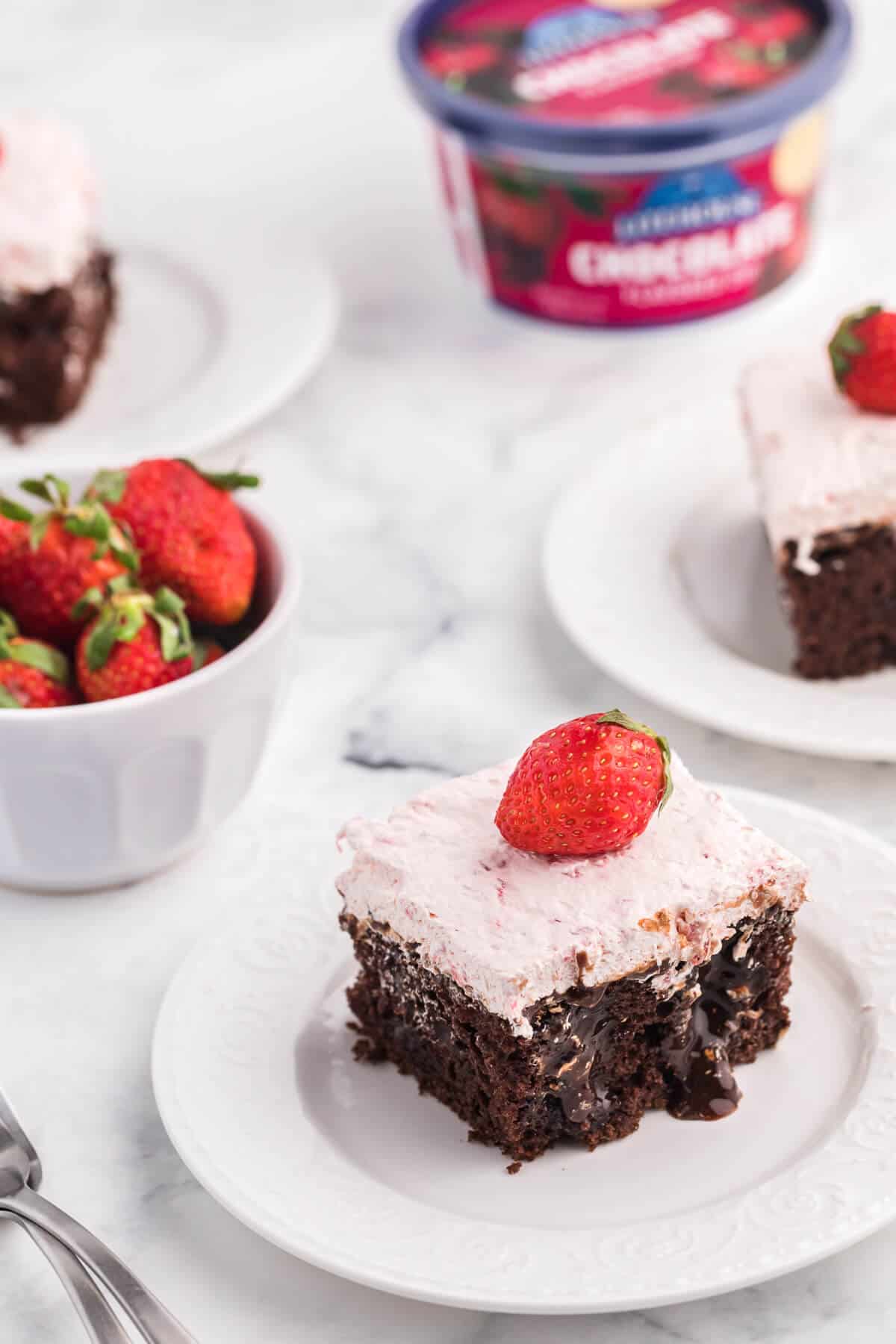 Strawberry and Chocolate Poke Cake