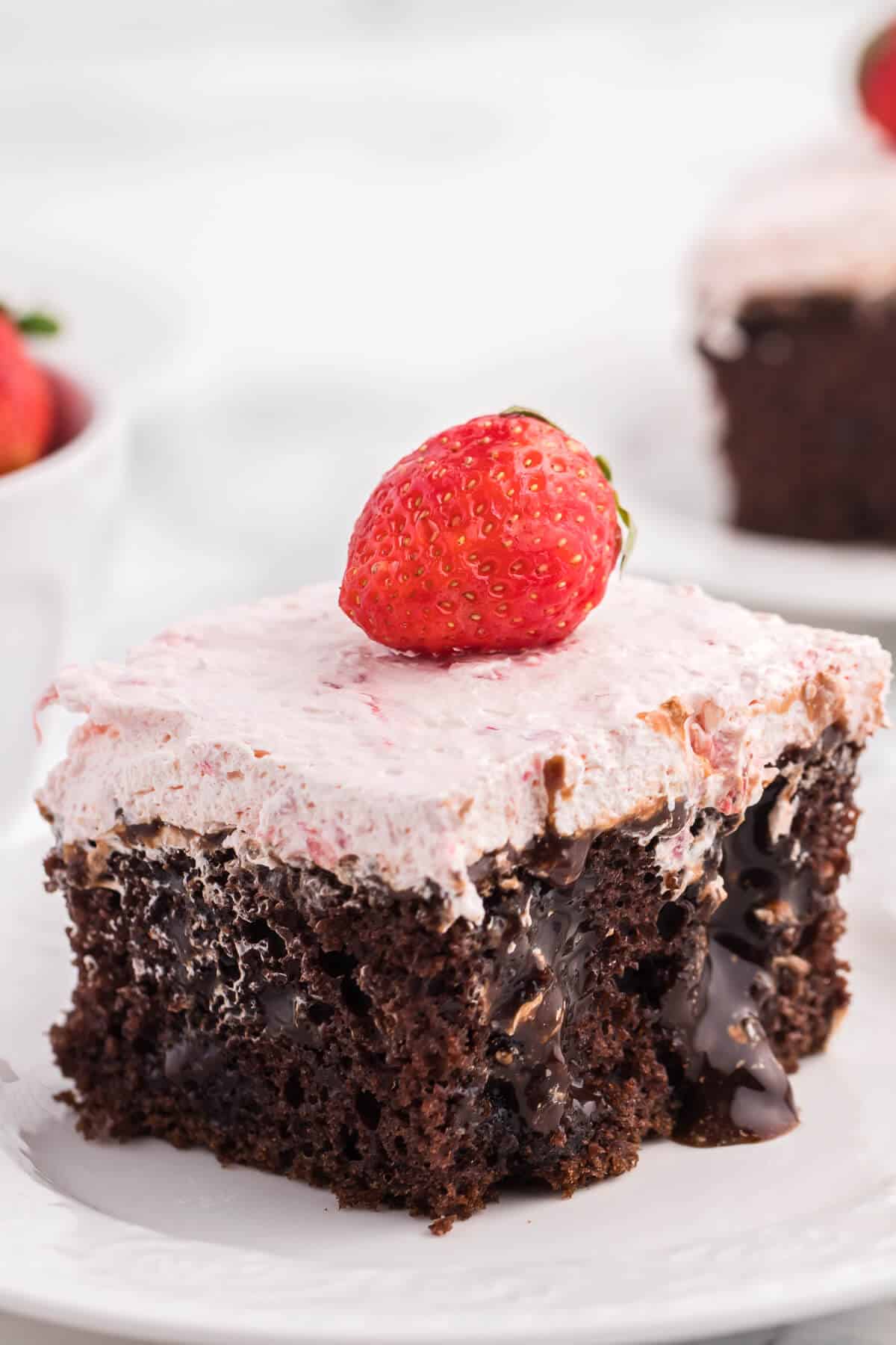 Strawberry and Chocolate Poke Cake