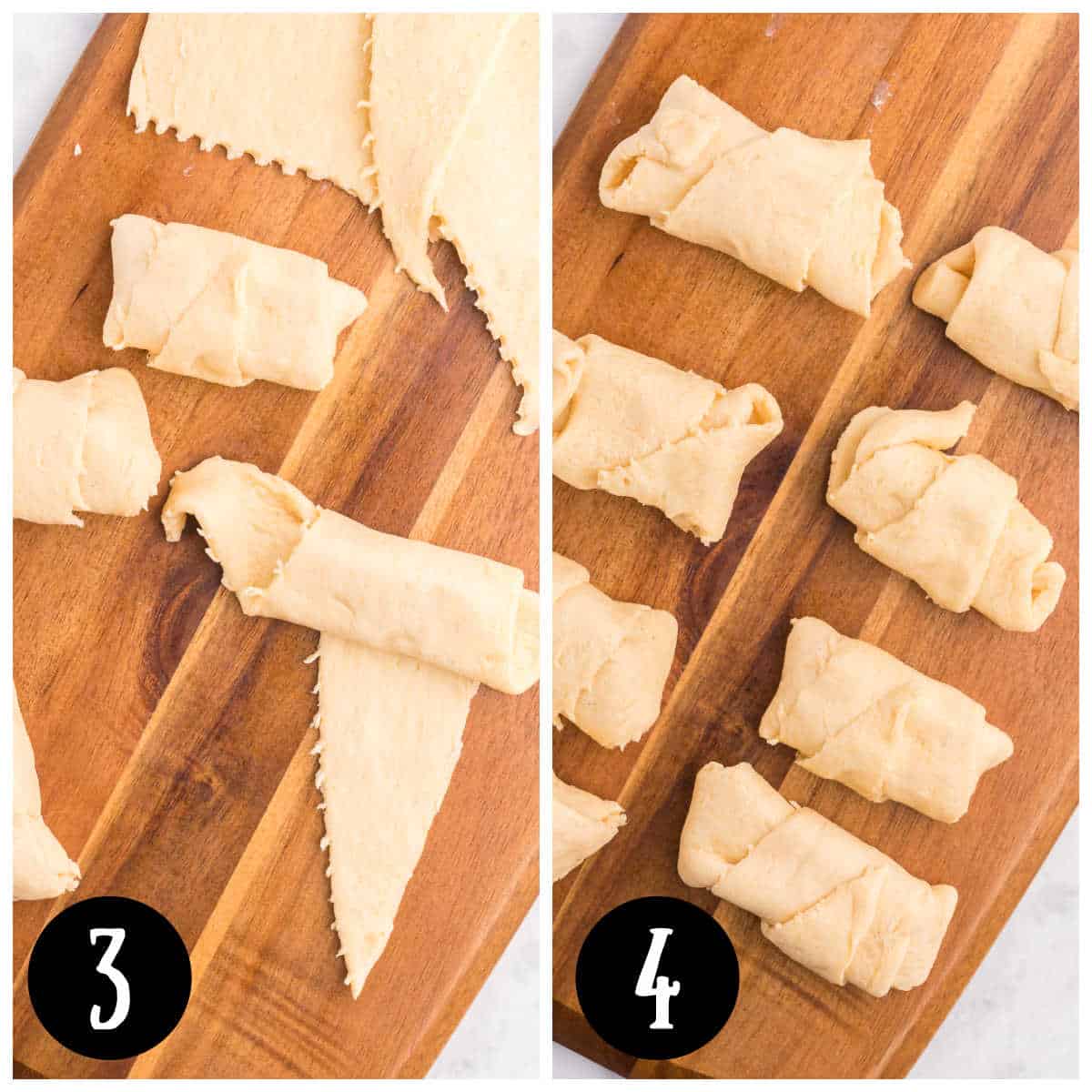 Collage of rolling the dough.
