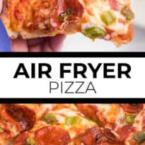Air Fryer Pizza Recipe - Use premade pizza dough to make this better than delivery pizza right in your air fryer! This recipe makes two individual pizzas that are ready to eat in minutes.