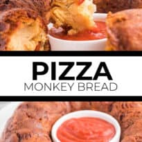 Pizza Monkey Bread Recipe - This pull apart game day recipe is simple to make in a bundt pan. Crescent roll dough, pepperoni and mozzarella cheese are combined to make the most delicious Italian-style appetizer. Serve with some pizza sauce for easy dipping!