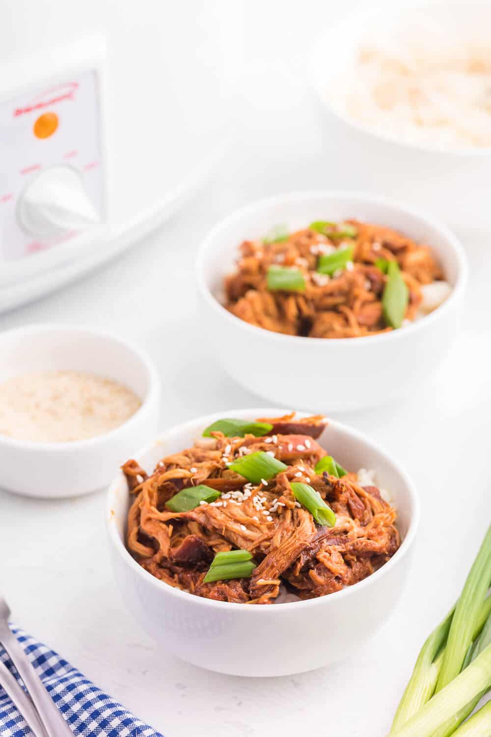 Slow Cooker Asian Chicken - This easy crockpot chicken is the perfect dinner for busy days. Tender chicken breasts are slow cooked in a flavorful sauce made with honey, garlic and spices. Serve over rice for a delicious family meal.