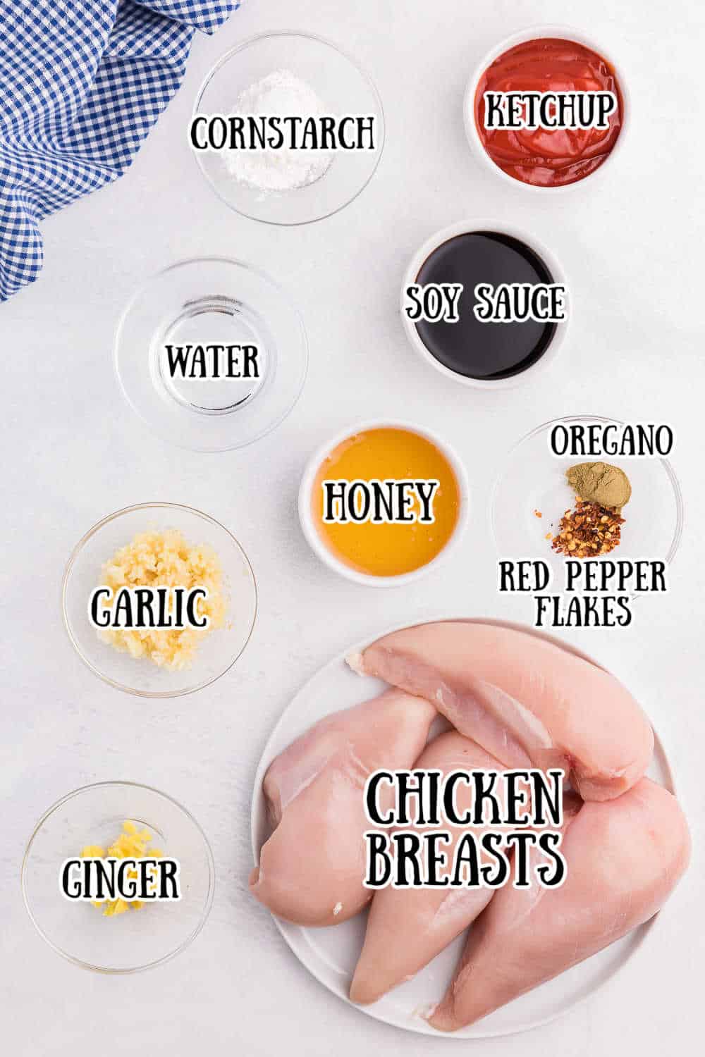 Ingredients on a white counter.