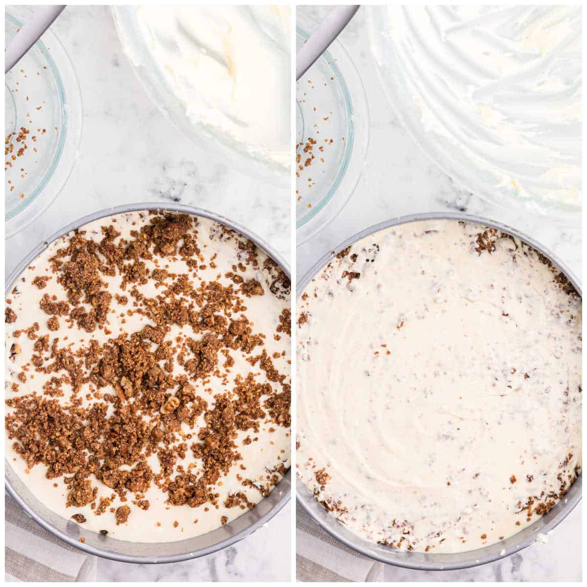 how to assemble the cinnamon roll cheesecake