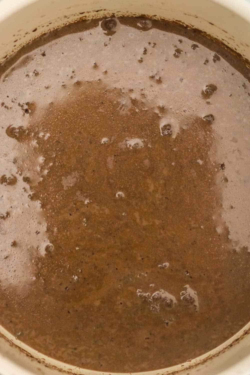 The ingredients in a saucepan.