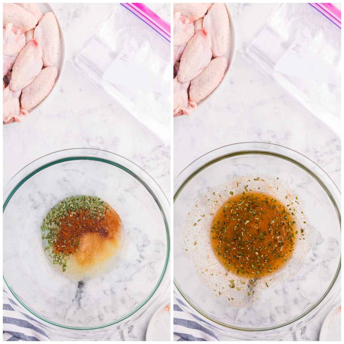 mixing bowl with ingredients for marinade