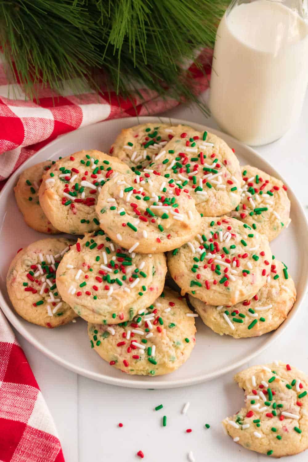 a plate of christmas cake mix cookies