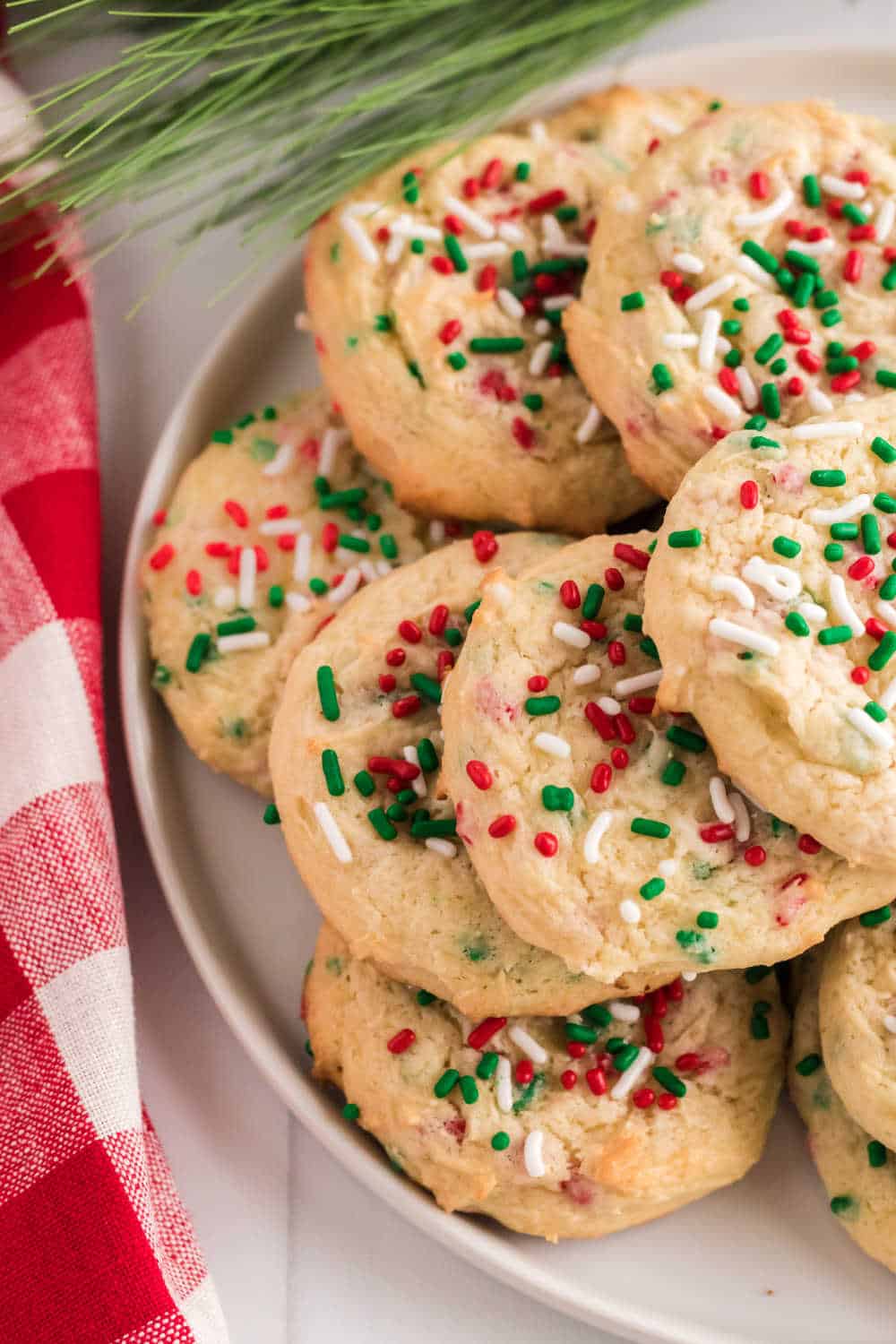 a plate of christmas cake mix cookies