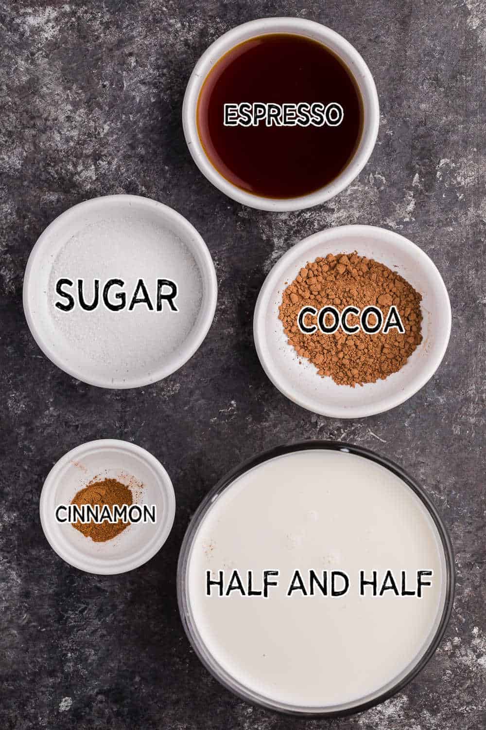 ingredients on a dark background.