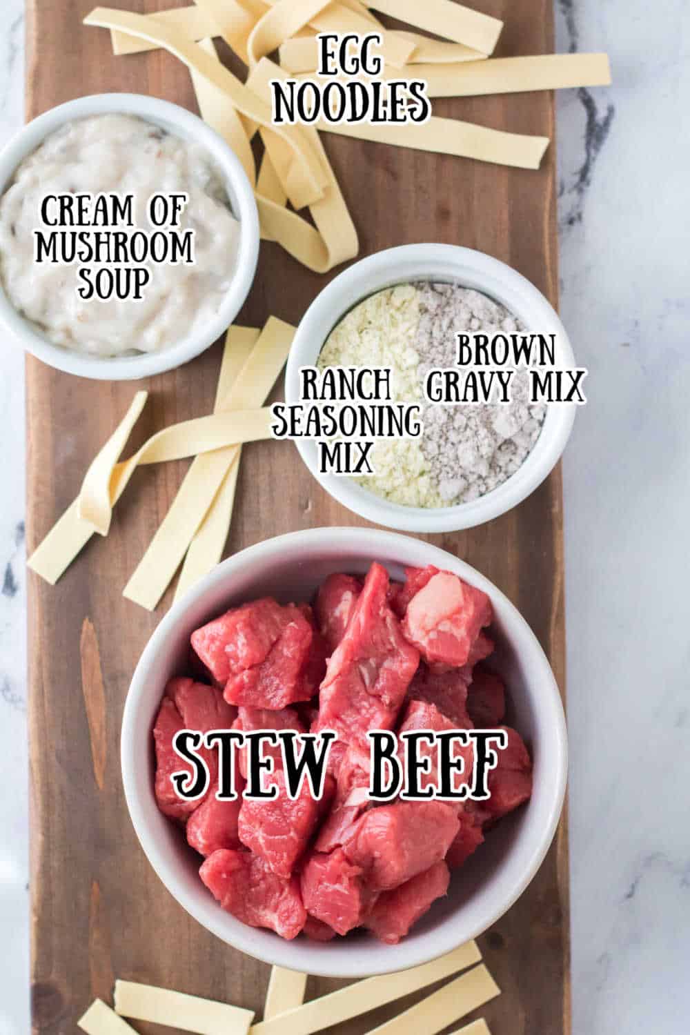 ingredients to make slow cooker beef and noodles