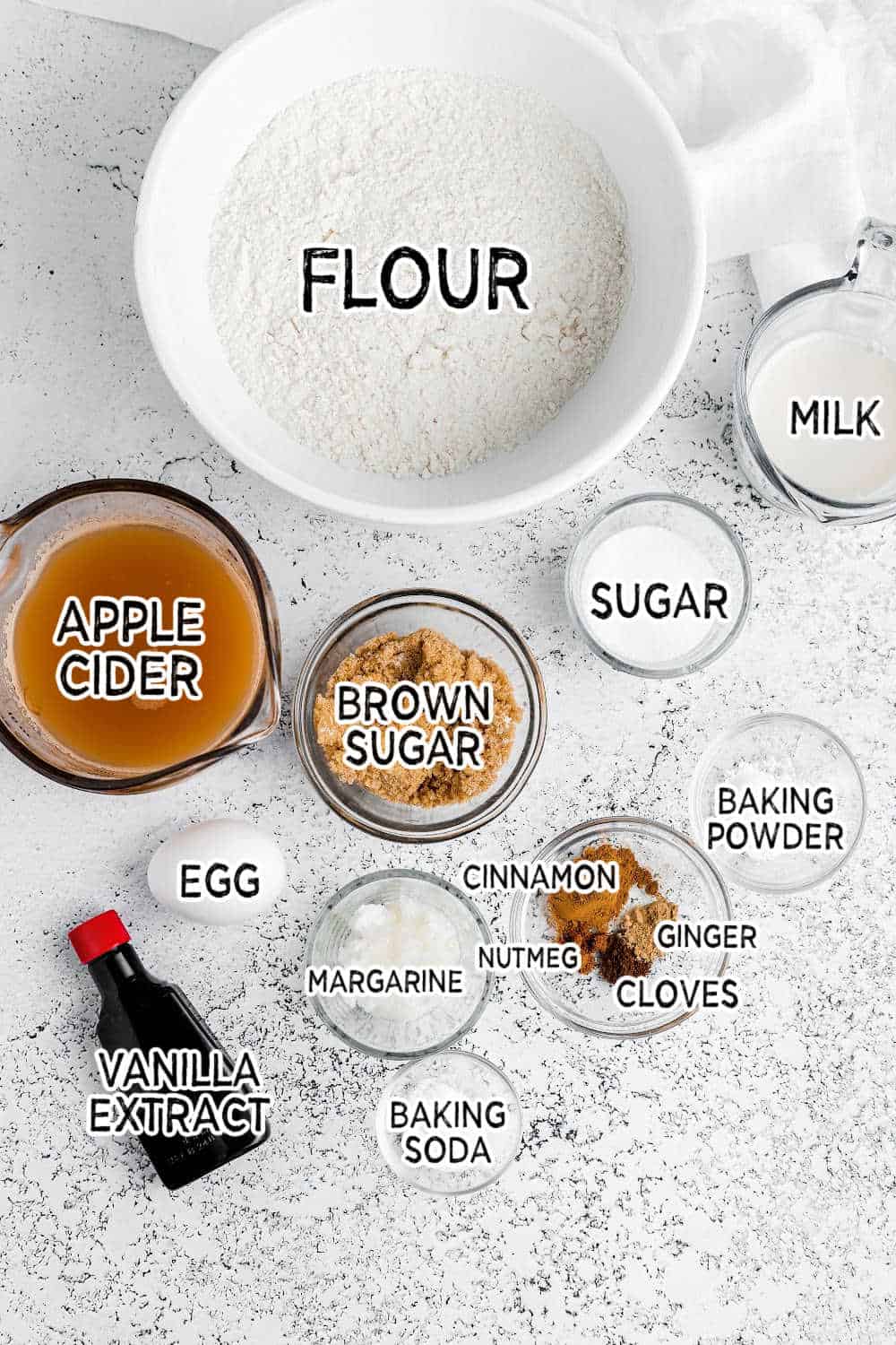 ingredients to make baked apple cider donuts