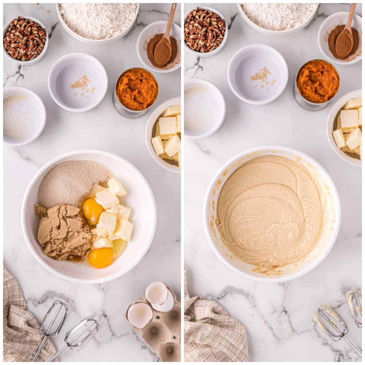 pumpkin crumb muffins prep