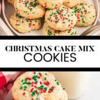 christmas cake mix cookies pin collage